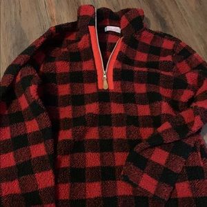Buffalo plaid half zip fleece